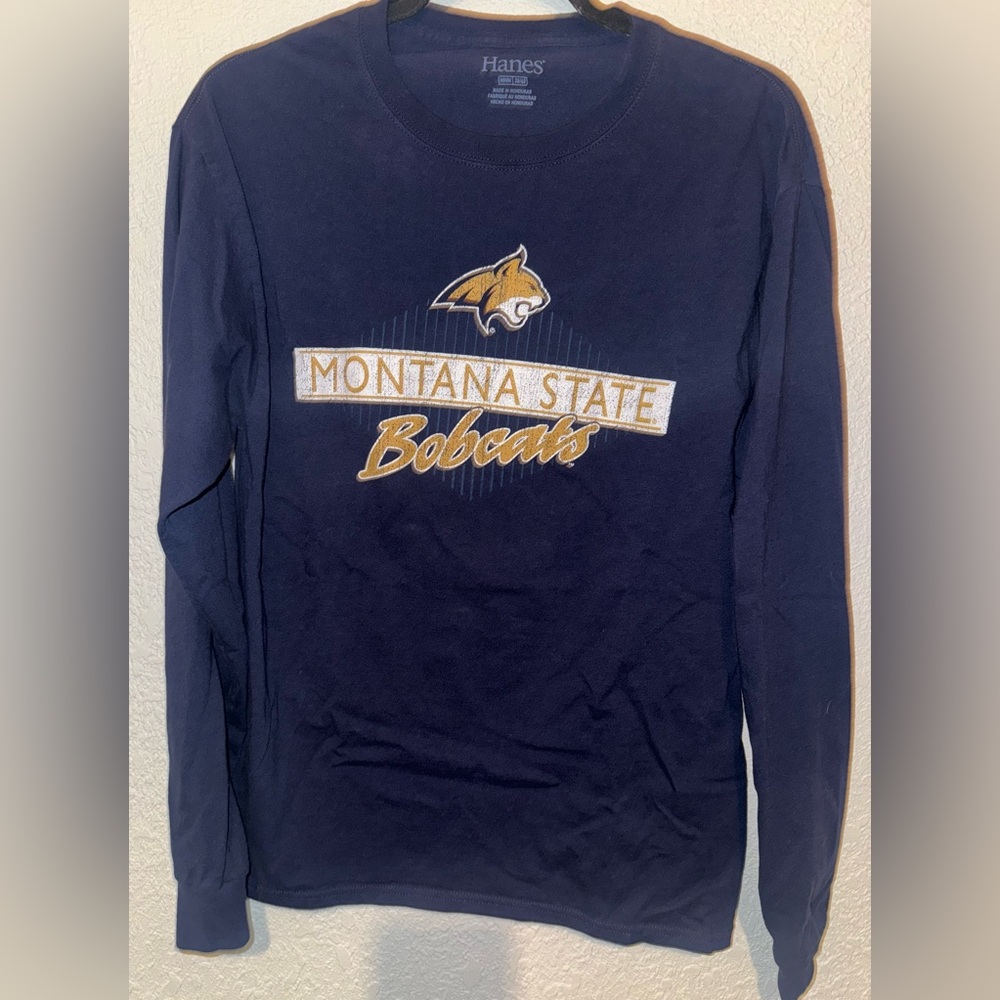 Montana State University Bobcats logo long sleeve t-shirt by Hanes navy blue